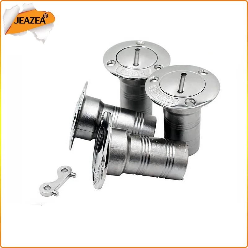 JEAZEA Stainless Steel Fuel Gas Water Waste Tank Deck Fill Filler Spare Cap Key Plate Tool for Boat Marine Yacht 1.5/2inch