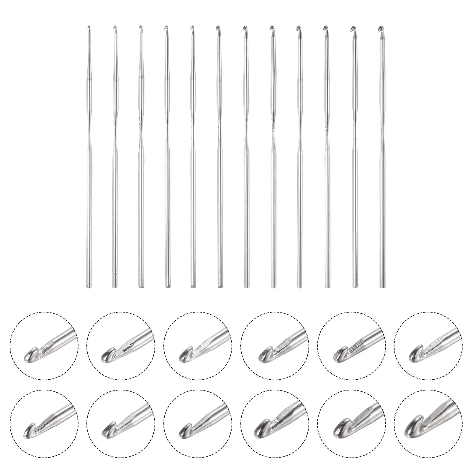 Uxcell 12/24/30 Stück Edelstahl Häkelnadel 0,5 mm-3 mm Stricknadeln Gerade Häkelnadel für DIY Webart Nähwerkzeuge