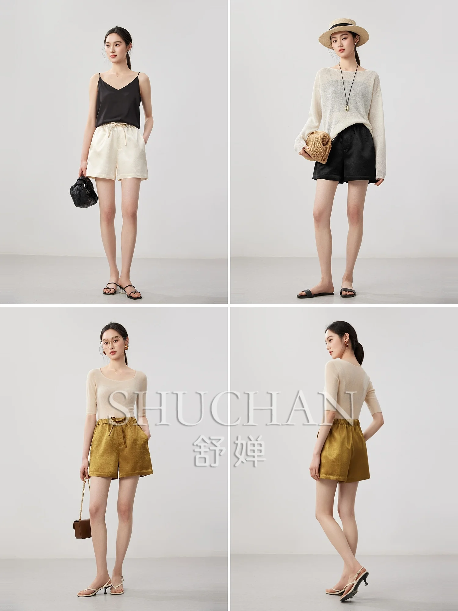 Satin Versatile Drawstring Elastic Waist Loose Shorts for Women 25 Summer Womens Shorts  Pantalones Cortos