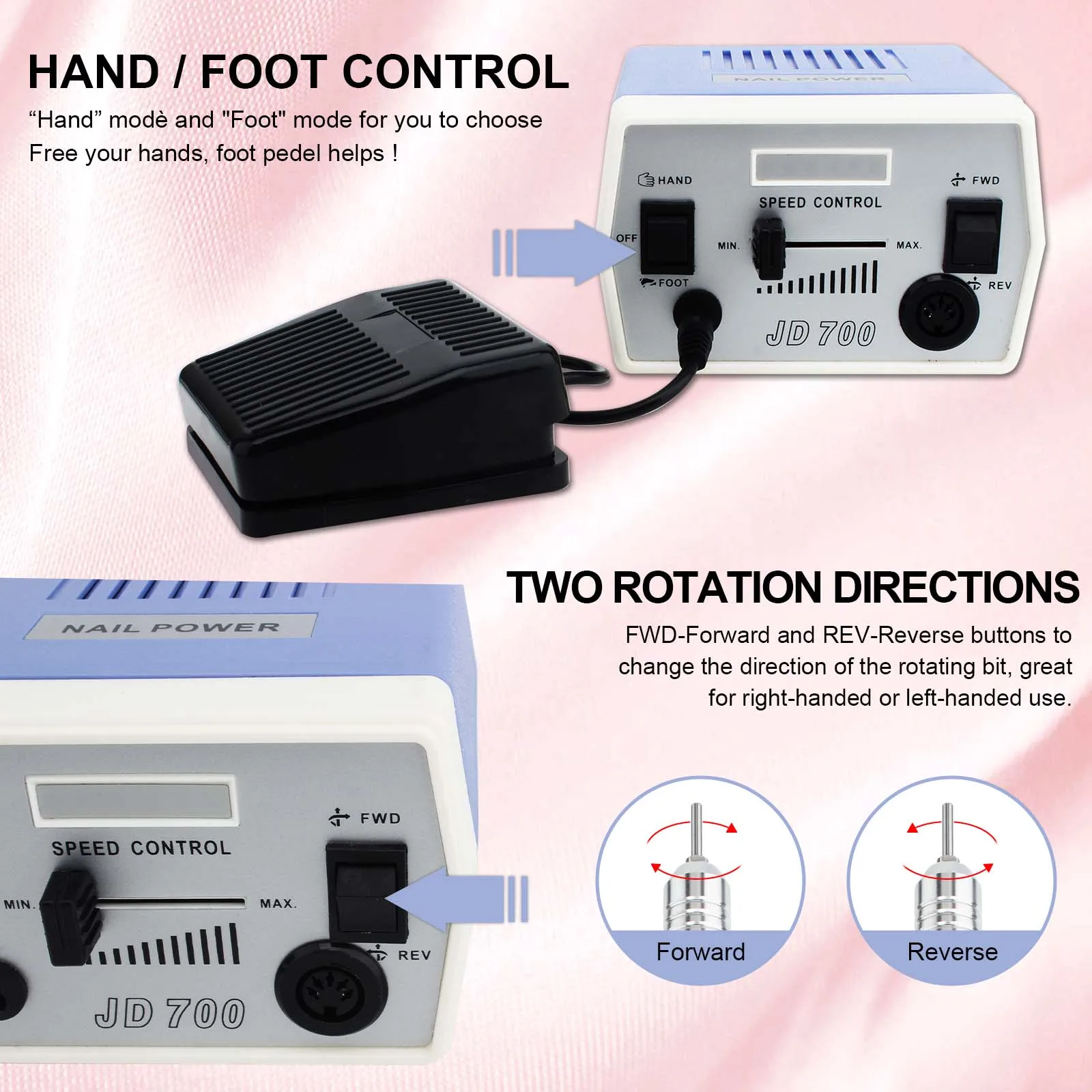Nail Drill Electric Nail File, Jewelry Grinder, JD700 Nail Drills for Acrylic Nails Professional 30000RPM Manicure Tools Acrylic