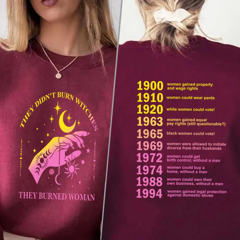 They Didn't Burn Witches Hoodies Witchy Feminist Sweatshirt Pullover Long Sleeve Women's Rights Crewneck Sweatshirt Hoodies