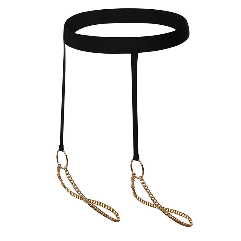 سلسلة مربط صدر مثيرة للرجال على الطراز القوطي - مجموعة مجوهرات على شكل صدر على طراز فاسق للحفلات ولعب الأدوار للبالغين