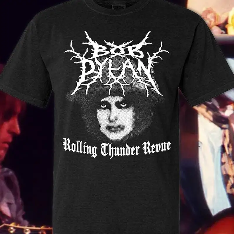 Black Metal Bob Dylan Rolling Thunder Revue 1975 Tour T-Shirt