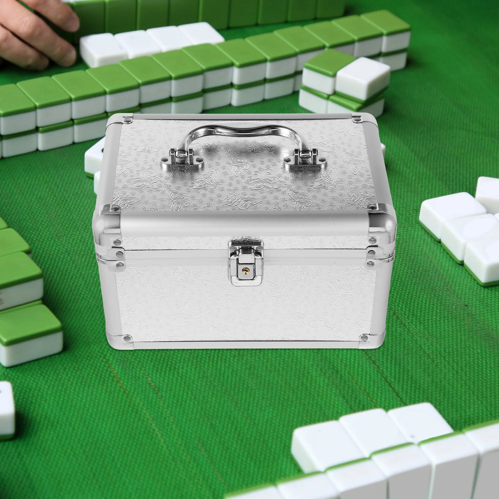 

Portable Mahjong Storage Box Large Capacity Aluminum Alloy Sturdy Case Household Organizer Multi-Functional Tool and Medicine
