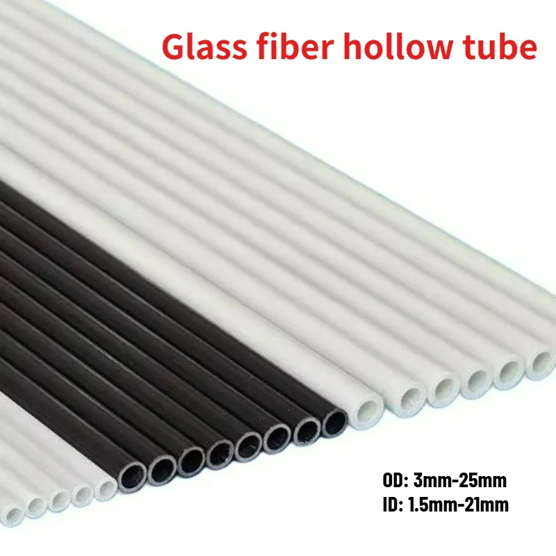 

2-10pcs Length 500mm White/Black Glass Fiber Tube OD 3mm-25mm Fiberglass Tube Hard Plastic Tube Hollow FiberGlass Rod