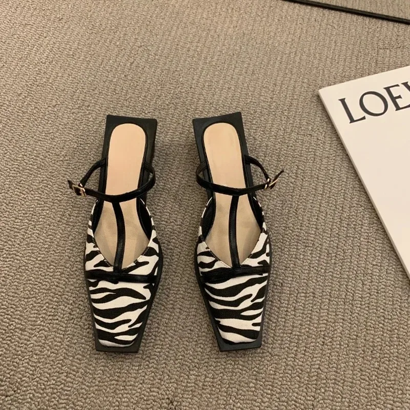 

Summer New Women Shoes Fashion Baotou High Heeled Sandals for Woman French Square Head Casual Shoes Designer Shoes Zapatos Mujer