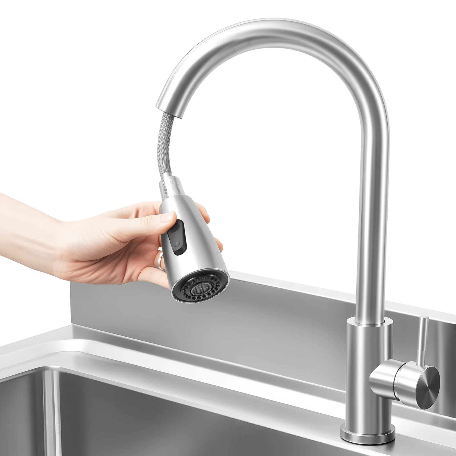 Fregadero de cocina de acero inoxidable Fregaderos comerciales independientes con grifo 39,37*19,69*31,5 pulgadas