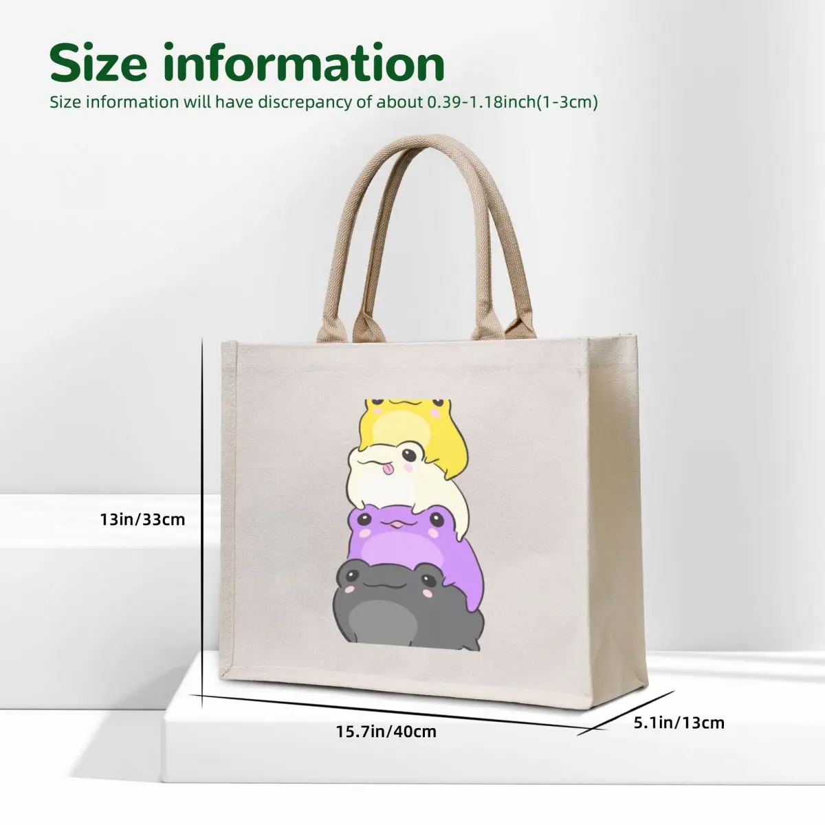 Cute Nonbinary Pride Frog Pile: A Kawaii Aesthetic in Subtle Enby NB Flag Colors Tote Bag tote bag university