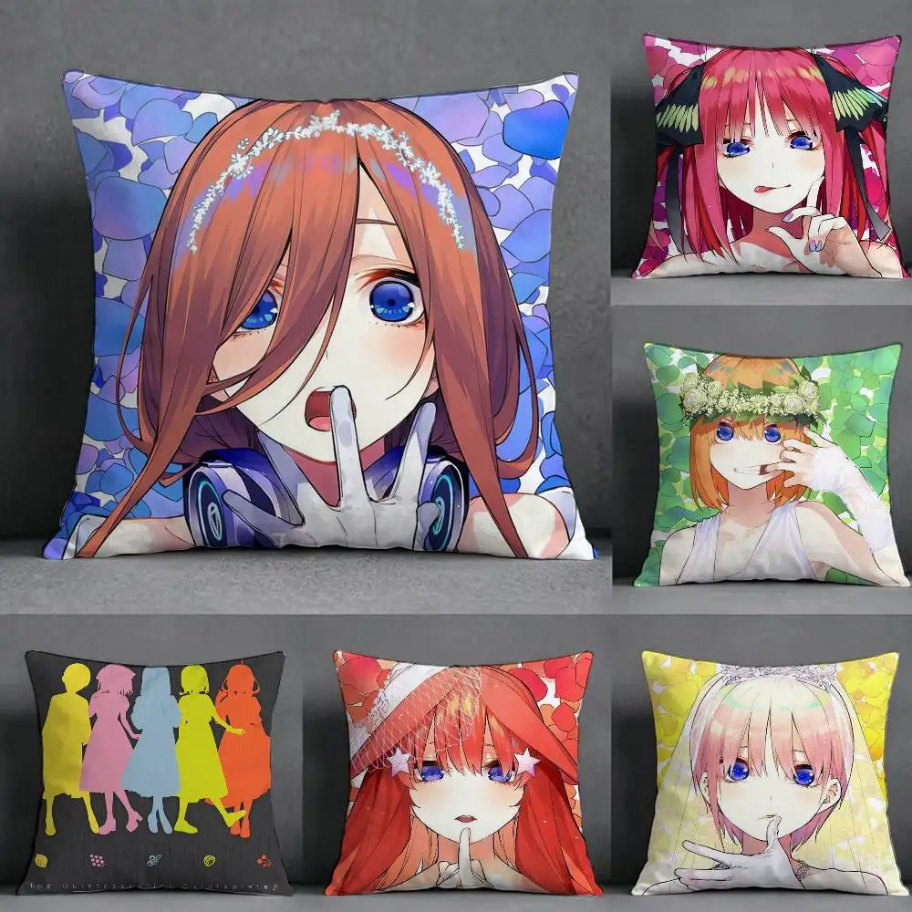 T-The Quintessential Q-Quintuplets Square Double-Sided printed Pillow Case Bedroom Bedside Pillow Sofa Cushion Cover