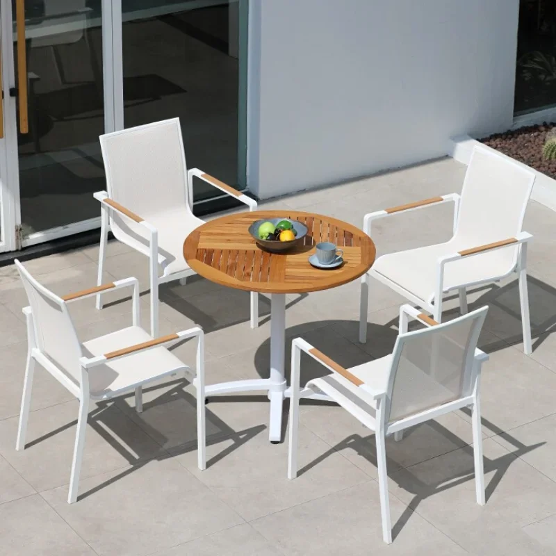 Outdoor tables and chairs courtyard simple white balcony open-air waterproof commercial outdoor coffee leisure combination