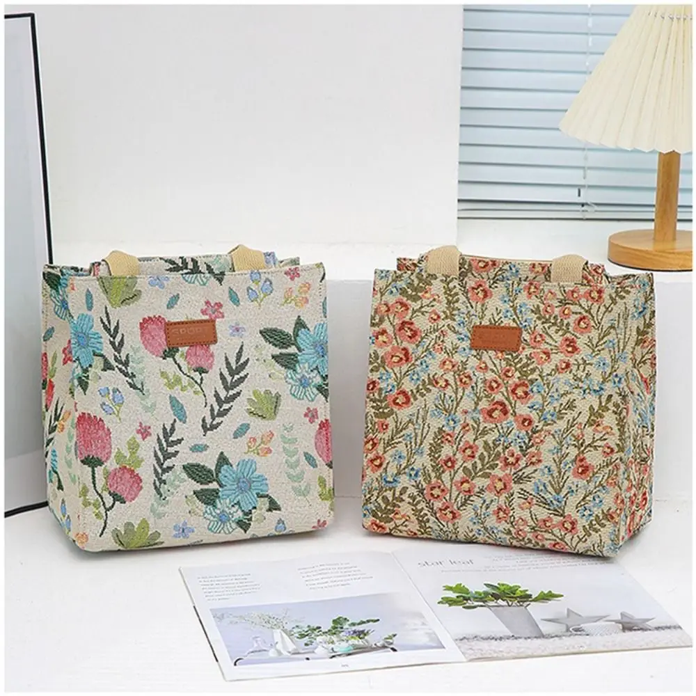 

Модная сумка с цветочным принтом, сумка для ланча, вместительная утепленная Термосумка с теплоизоляцией, портативная женская сумка для льда