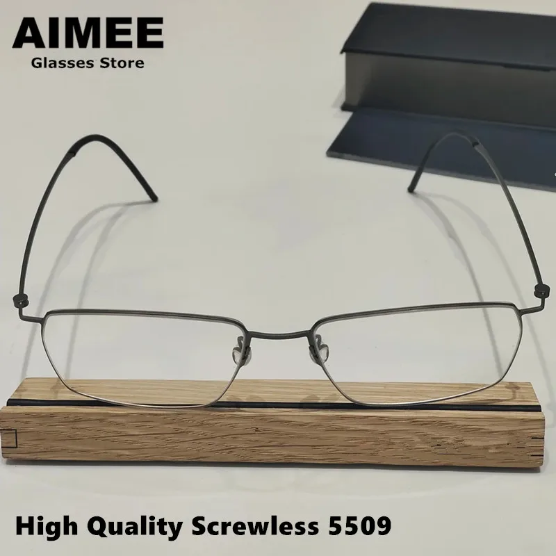 

High Quality Pure Titanium Ultralight Glasses Frame Denmark Brand Men's Square Screwless Eyeglasses Women Read Spectacles Frames