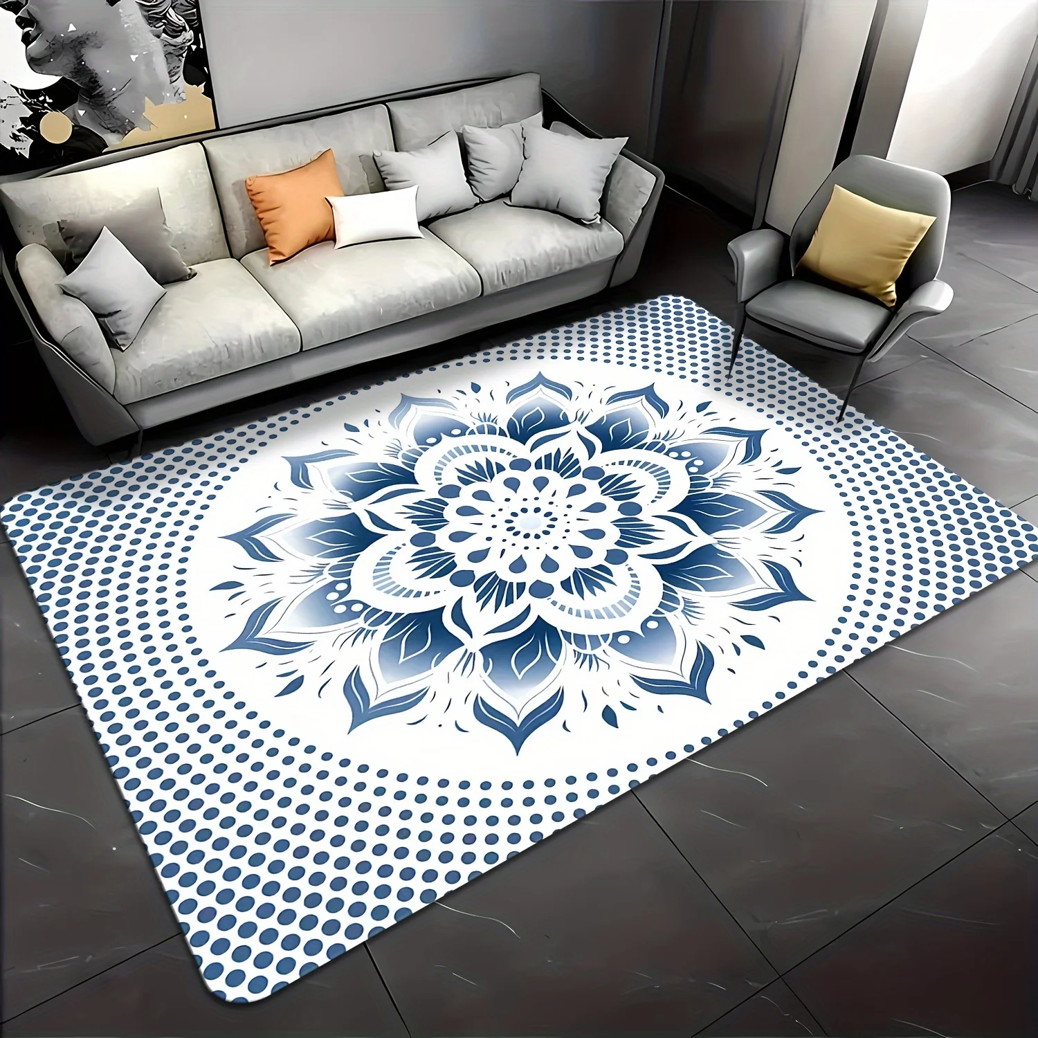 قطعة واحدة، سجادة منطقة بنمط الأزهار الحديثة، قابلة للغسل في الغسالة، مقاومة للبقع والغبار، غير قابلة للانزلاق، مقاومة للتعب الناعمة، من أجل Living Ro #5