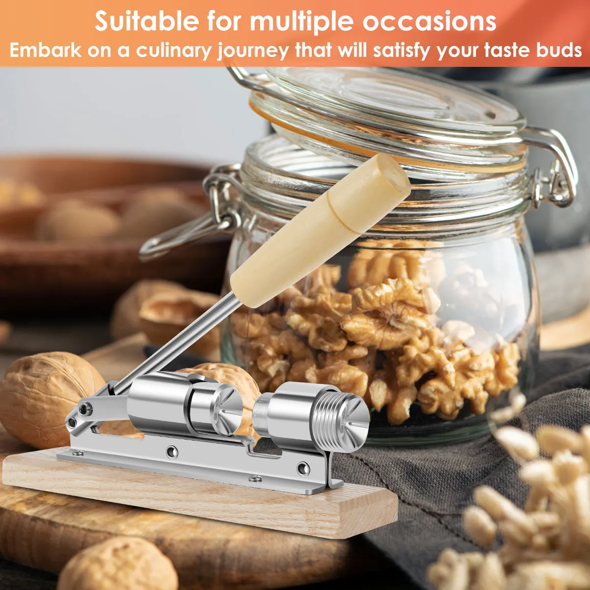 Pecan Nut Cracker Tool Heavy Duty Adjustable Pecan Nut Crackers Desktop Stainless Steel Nutcracker for Walnuts Pecans Hazelnuts