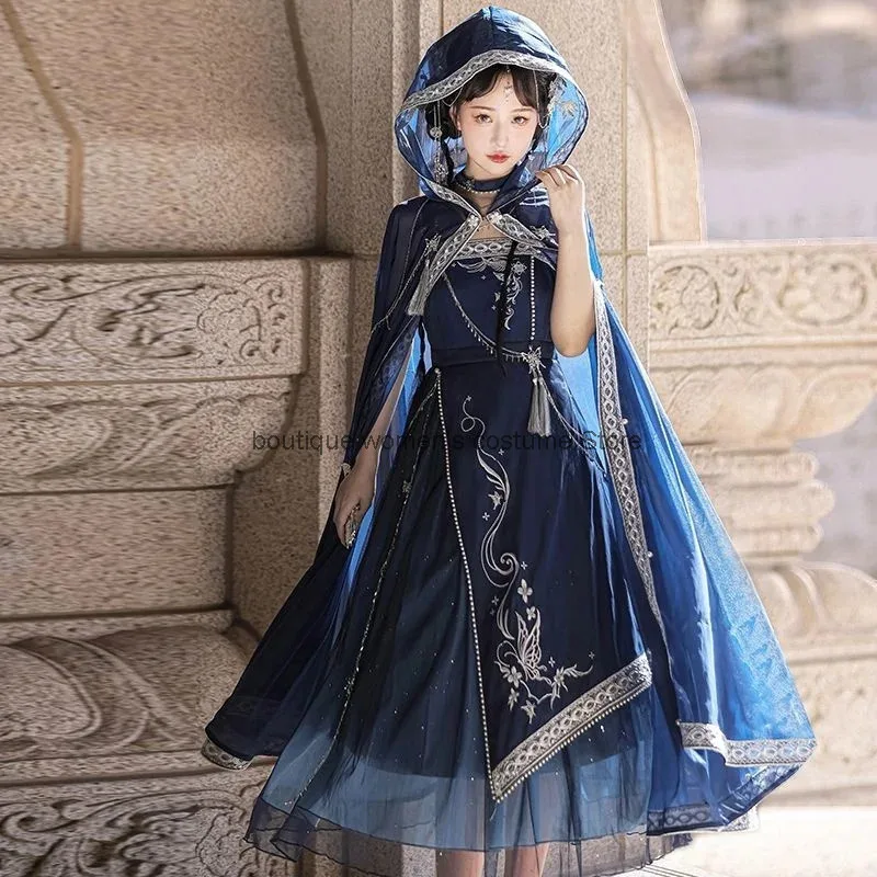 

Cos Дизайн Star River Dreams JSK Miao Одежда Экзотические китайские элементы Платье Hanfu в китайском стиле Платье на подтяжках Женские платья