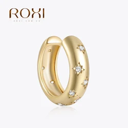 ROXI 925 Sterling Silver 9mm C-shaped Ear Cuff Micro Inlaid Zircon Clip Earrings For Women Men 1 Piece Earcuff For Unpierce Ear