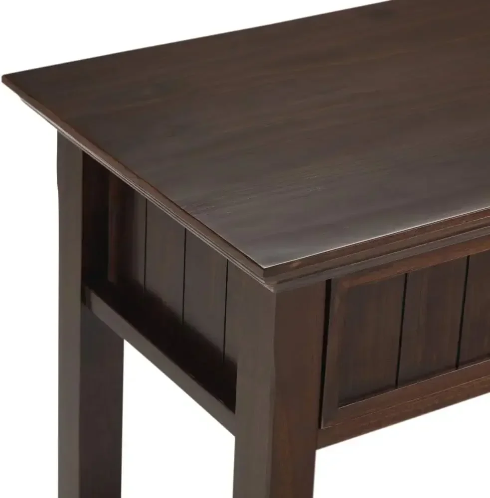SIMPLIHOME Acadian SOLID WOOD 60 polegadas de largura Transicional Moderna Console Mesa de entrada para sofá em marrom bruna com armazenamento,