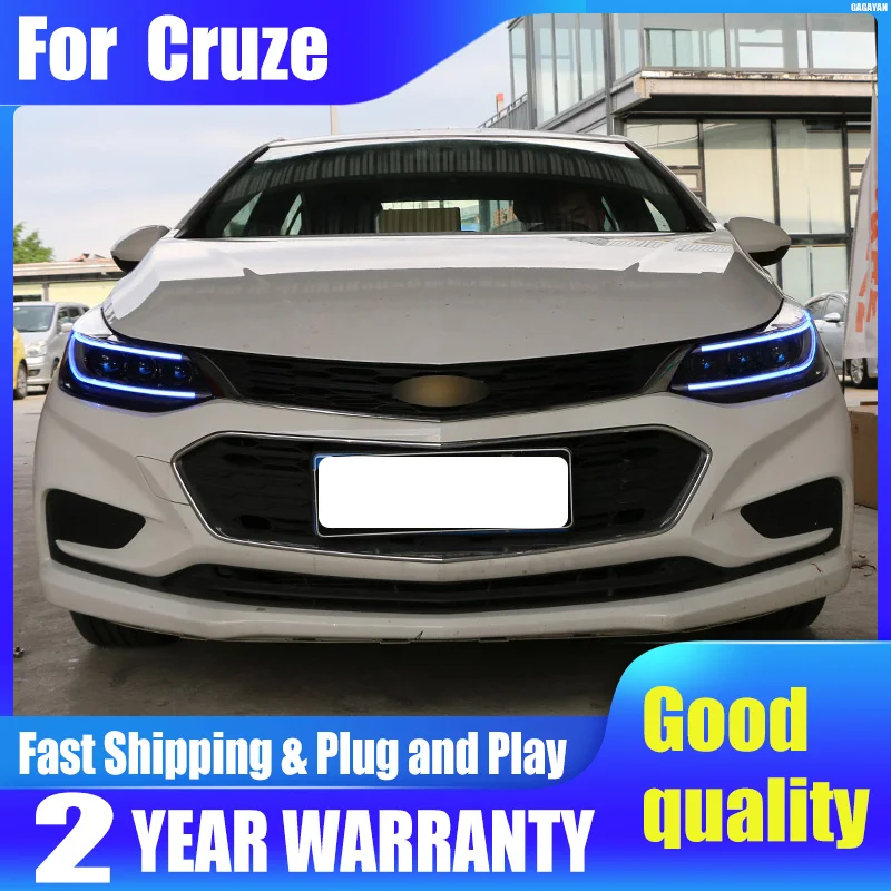 Для фар Chevrolet Cruze 2017-2020 Chevy светодиодные фары DRL, ходовые огни Bi-Xenon Beam, противотуманные глаза ангела