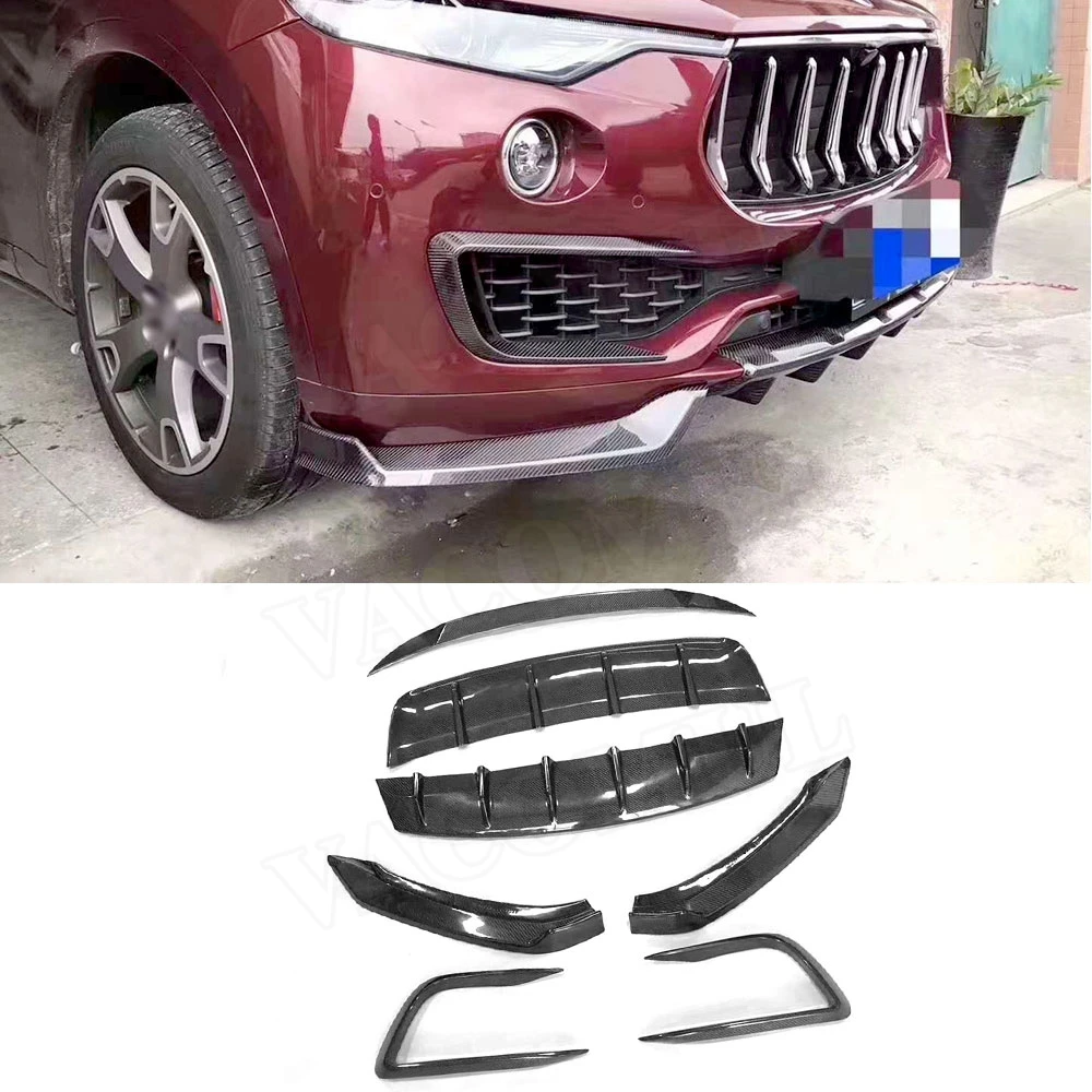 

VACOMUL Carbon Fiber Body Kit For Maserati Levante 4 Door 2016-2019 Front Lip Splitters Vent Trim Covers Rear Lip Middle Spoiler