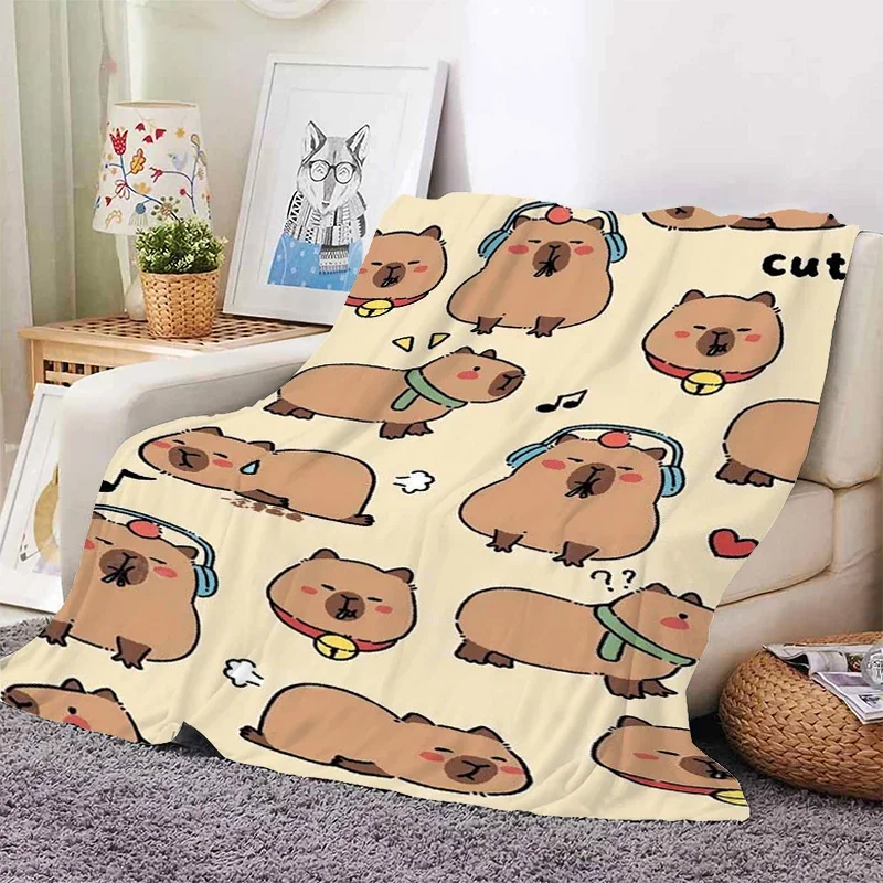 Capybara Lovely Nap Blanket Sofa Winter Warm Bed Fleece Camping Custom Fluffy Soft Blankets Microfiber Bedding King Size