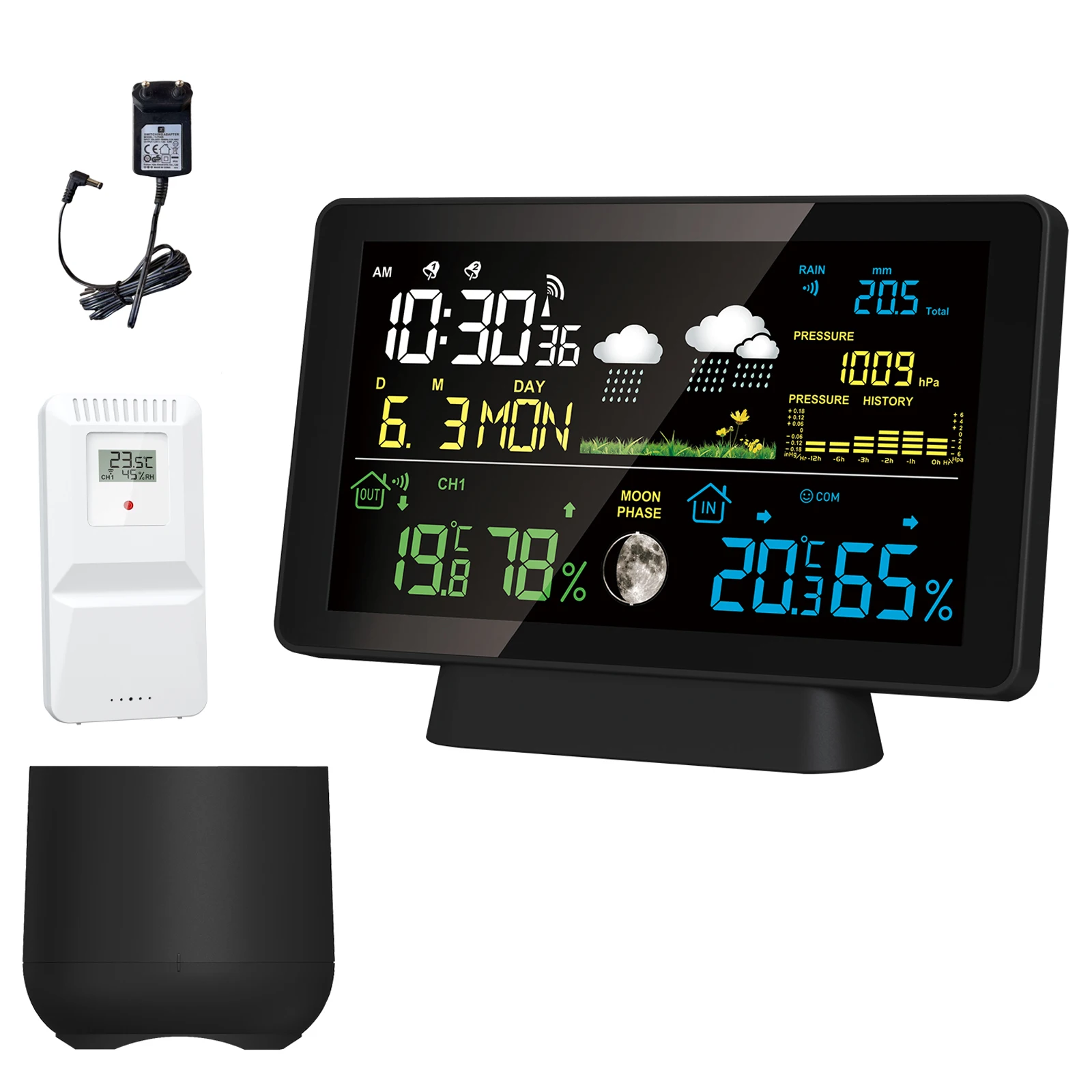 Wireless Weather Station Clock Thermometer Hygrometer Touch Screen Multi-function Outdoor Sensor Digital Hygrothermograph