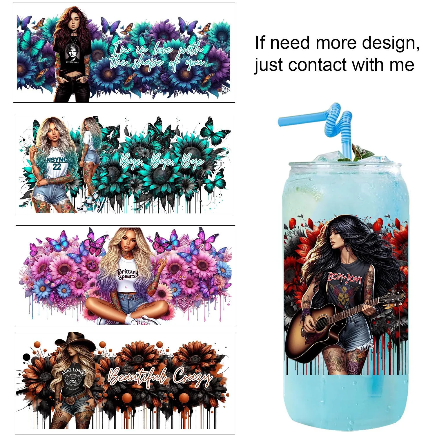 

Mysterious Tattoo Girl easy peel waterproof Party DIY Decals 3D transfers uvdtf tumbler seal stickers 16oz uv dtf cup wraps