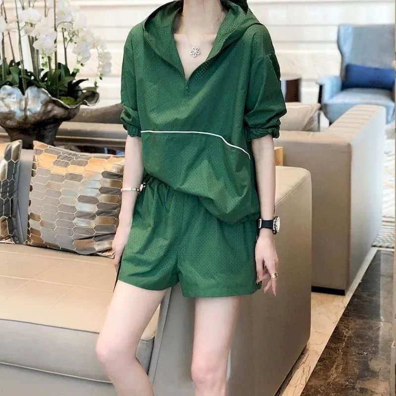 

Pop Sporty Shorts Sets Half Sleeve T-shirt 2 Piece Sets Women Outfits Summer Sportswear Suit Loose Korean Style New In Matching