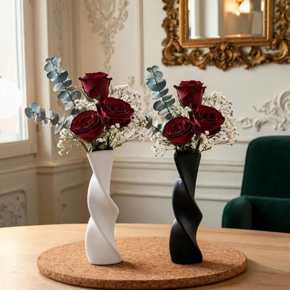 New Modern Style Nordic Flower Vases Plastic Flower Arranging Twisted Flower Bottle Minimalist-Style Decorative Vase Office