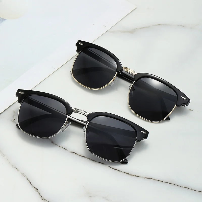 

2024 Vintage Men Sunglasses Classic Semi Rimless Round Sun Glasses For Women Fashion Mirror Lenses Shades Outdoor Driving