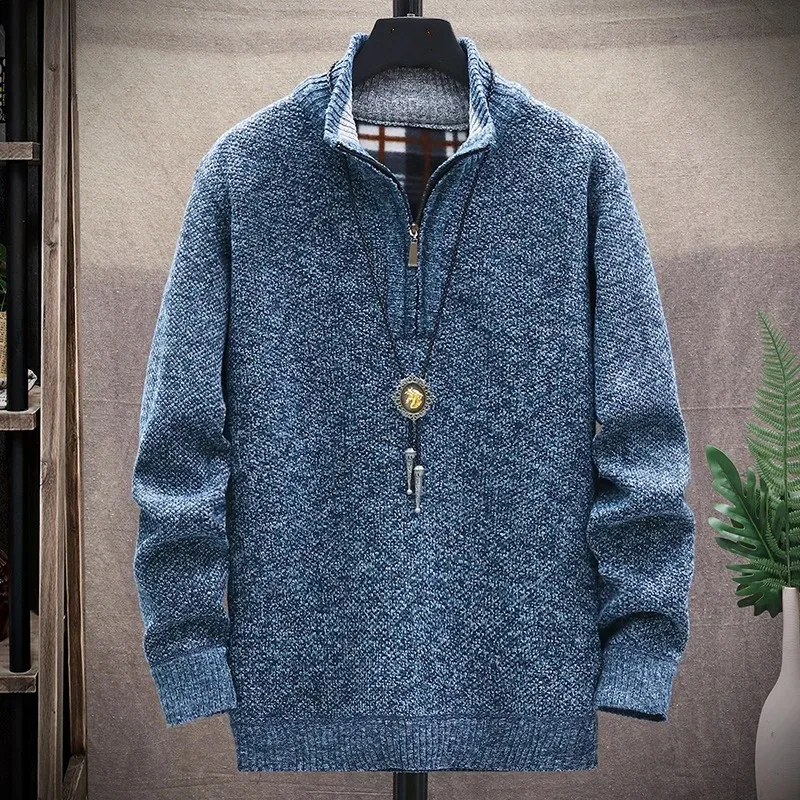 Jersey de cuello alto con cremallera para hombre, ropa interior de manga larga, Jersey de punto, Tops Vintage para mujer de oficina, moda de otoño e invierno