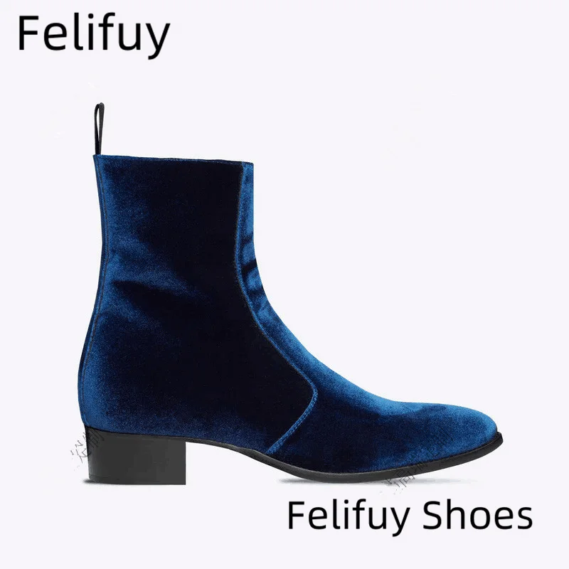 New Men Chelsea Boots Genuine Leather Velvet High Boots Low-heeled Pointed Toe Fashion All-match Single Men Shoes casual boots 
