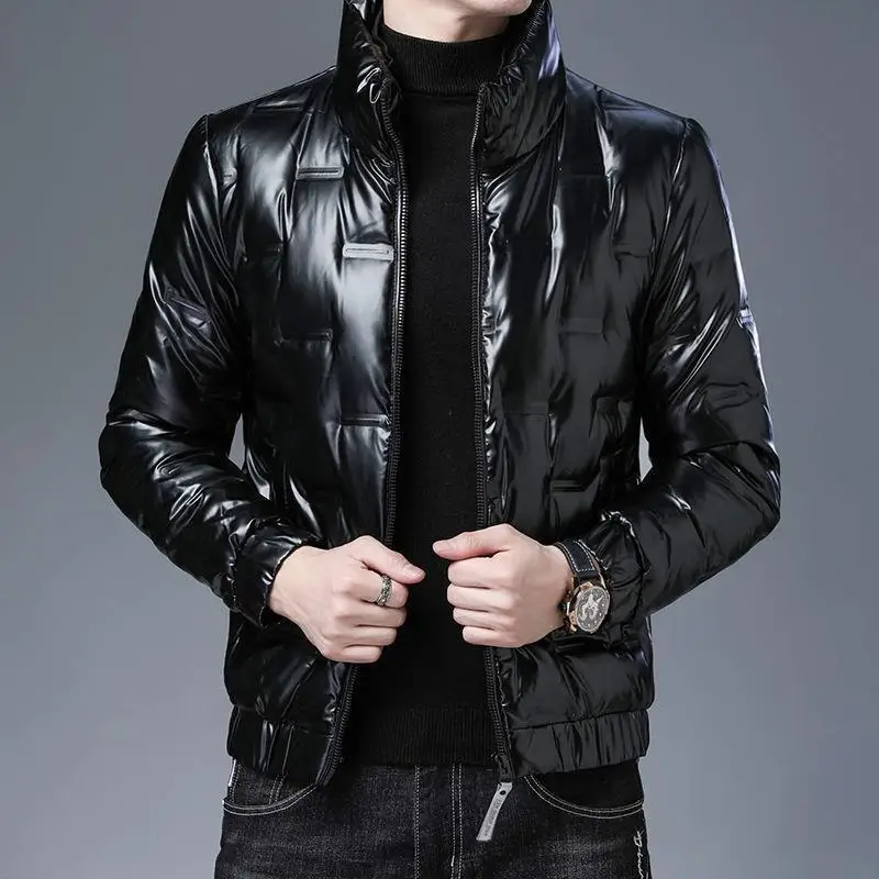 

Men's Winter Thiened ort down Cotton Jaet Bright Surface Warm Sli Men's Outerwear Coat Sli And Faionable
