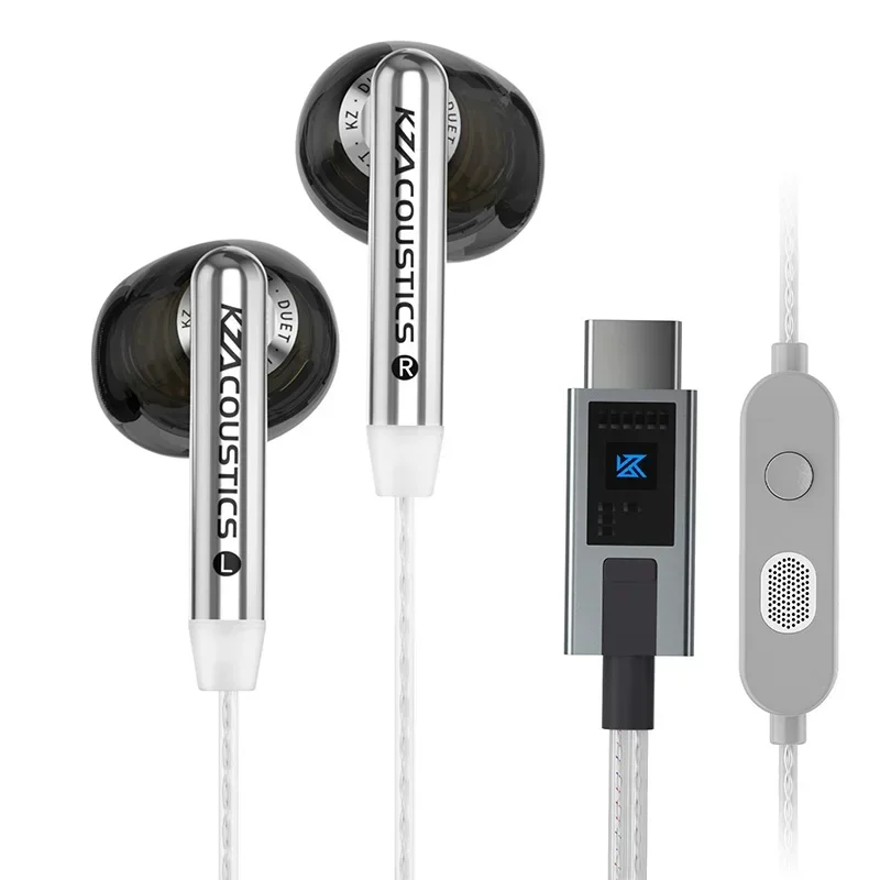 Kz Duet Earphone Hifi Bass Earbud Quad-Core Dual Dynamic Driver Units Headset Hd Dual-Mic Array Detachable Design image 2