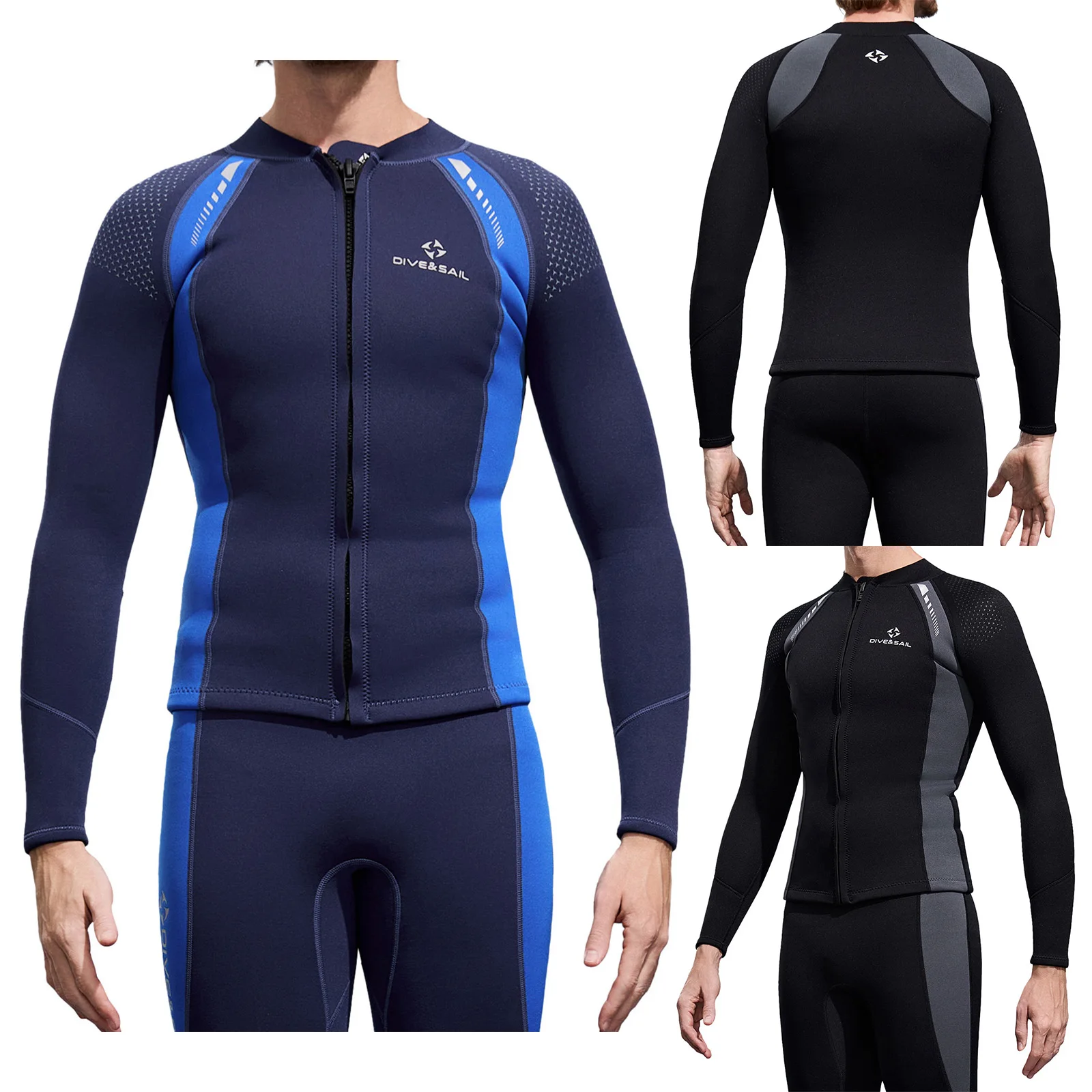 Herren Rash Guard Tops 3mm Neopren Neoprenanzug Bademode Langarm Farbblock Beachwear Tank Top Schnorcheln Surfen Tauchen Badeanzug