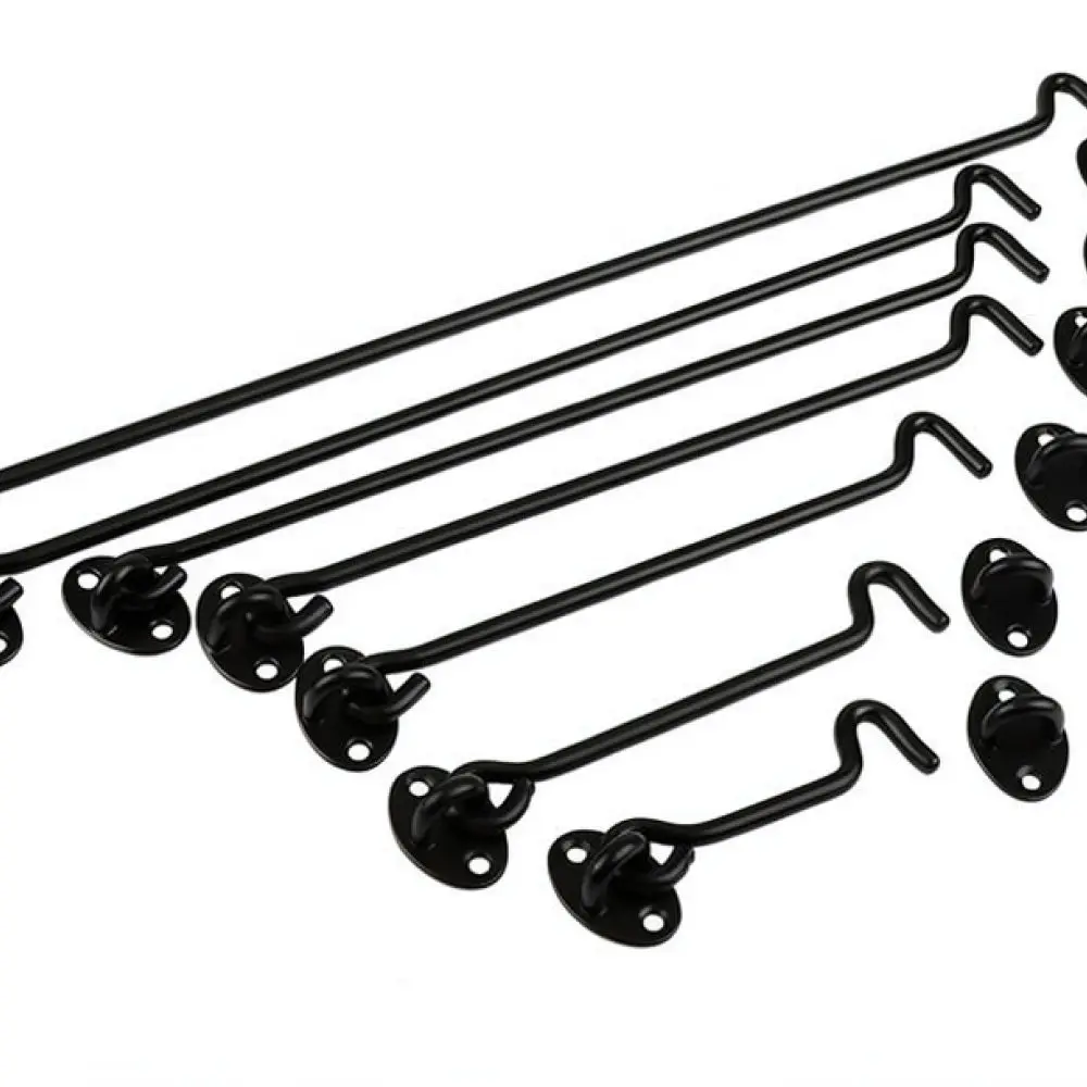 Black Stainless Steel Cabin Hook Window Door Latch Heavy Duty Security Hardware Gate Catch Silent Stopper Fixer