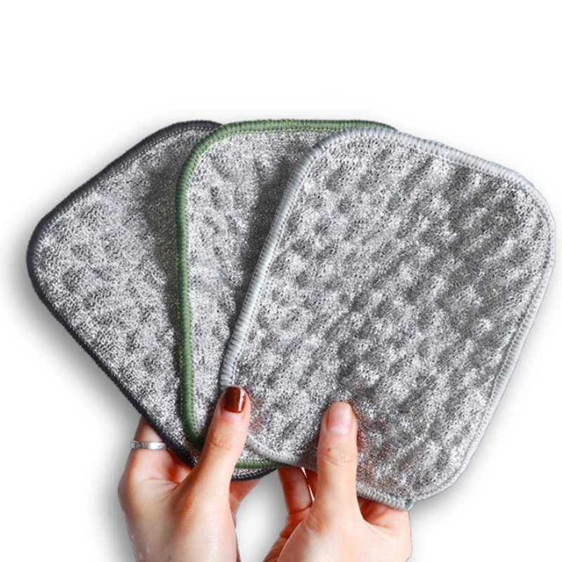 قماش الأطباق طبقة مزدوجة سميكة غير النفط منشفة أطباق تجوب القماش ماصة خرقة الفضة الحرير غزل القطن غسل الصحون 12*16 سنتيمتر أداة