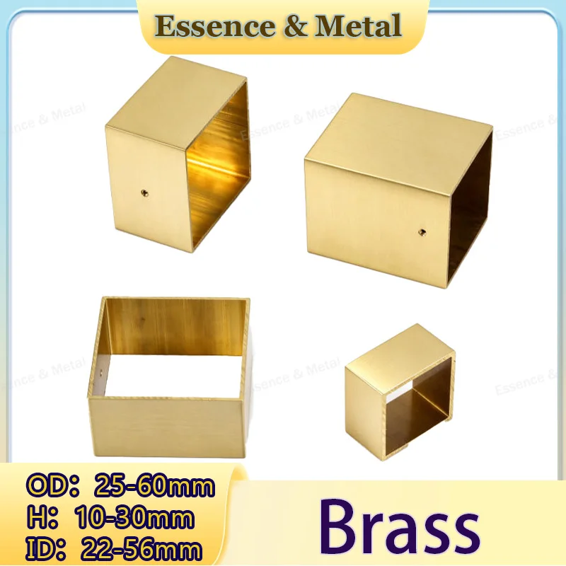 4PCS Square Brass Furniture Leg End Caps OD 25mm–60mm Suitable As Replacement Leg Covers for Mid-Century Modern Style Table Legs