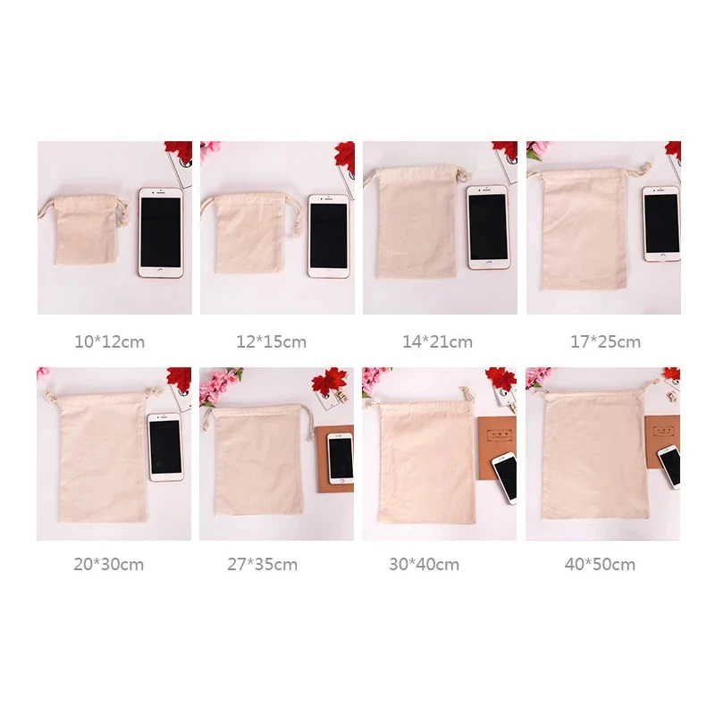 Linen Storage Package Bag Drawstring Bag Travel Women Small Cloth Bag Christmas Gift Pouch