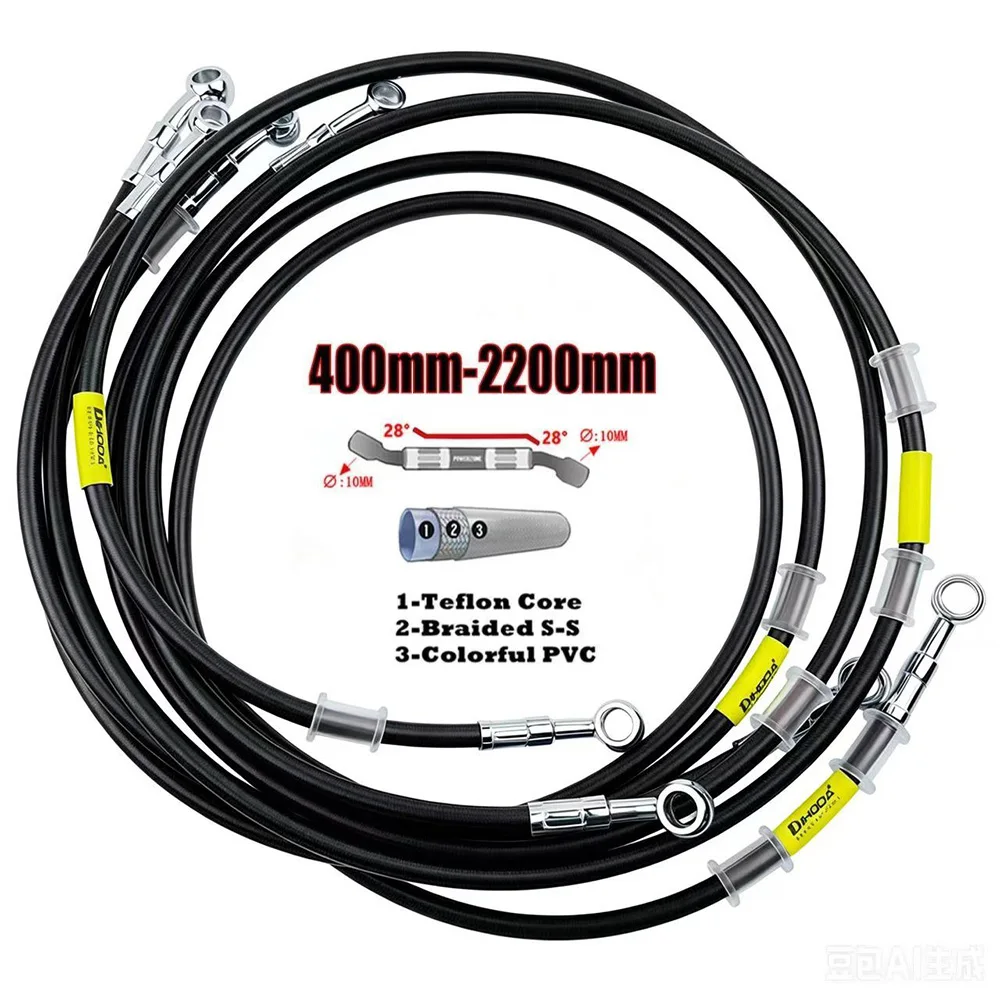 400-2200mm Motorcycle Hydraulic Brake Hose Line Cable 10mm Banjo for Suzuki Kawasaki Yamaha Honda Pipe Line Braided Oil Hose