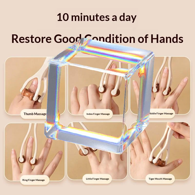 Multi-use Finger Wrist Massager 1Pcs Hardwood Massage Roller for Carpal Tunnel Syndrome Relief Office Relaxation Tool