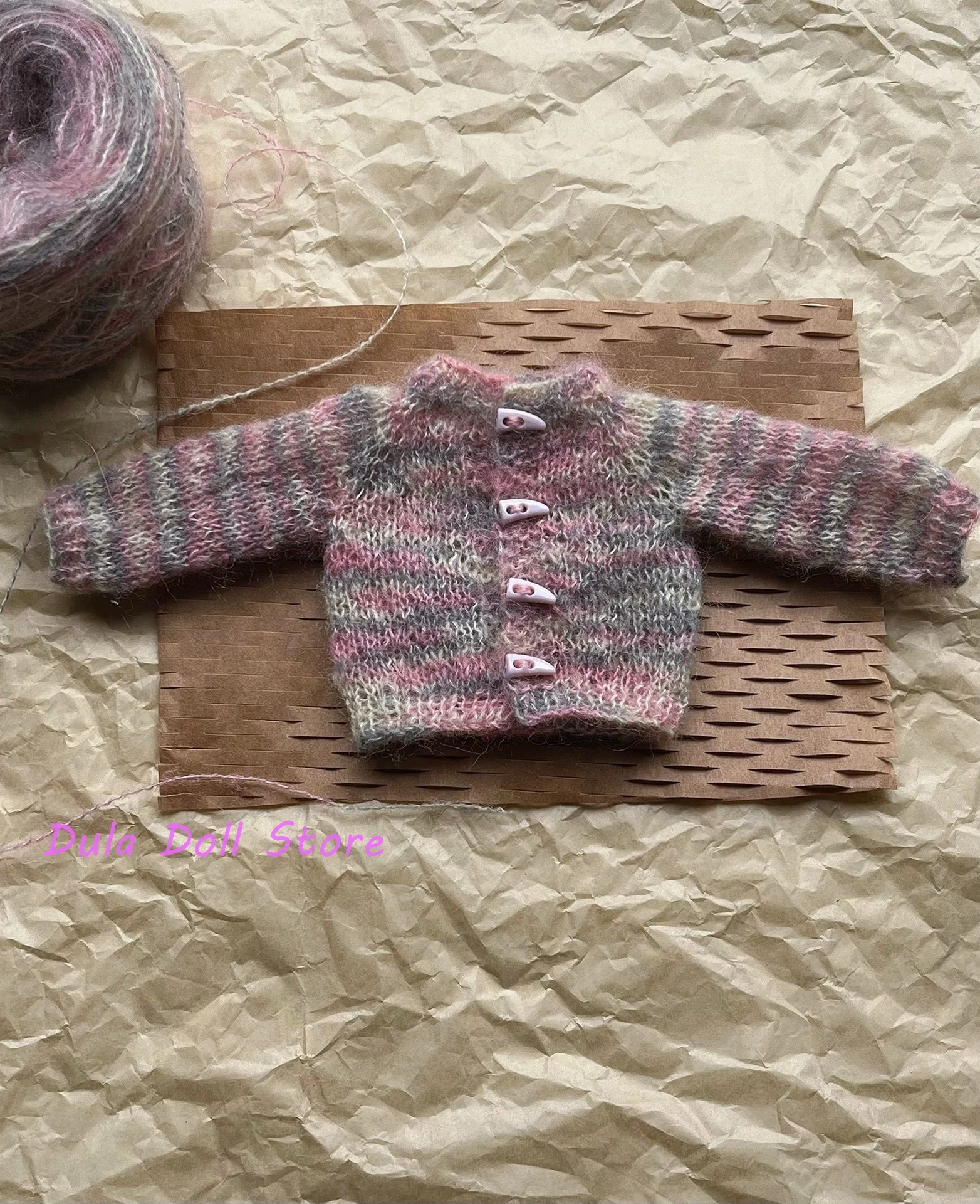 

Dula Doll Clothes Dress Loose-fit mixed-color mohair handmade sweater for Blythe Qbaby ob24 ob22 1/6 6 points body doll