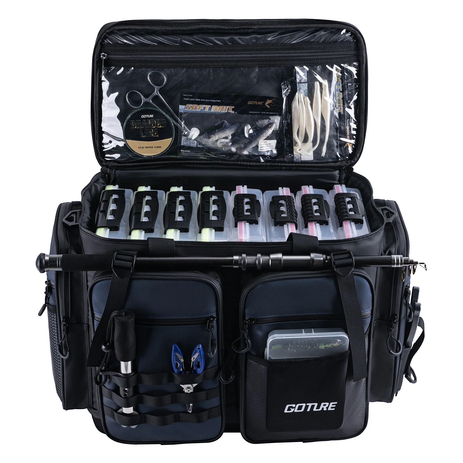 

Outdoor Tackle Bag 38.5*29*53cm 1800D PVC Waterproof 59L Large Capacity Storage Shoulder Bag for Outdoor Travel Hunting