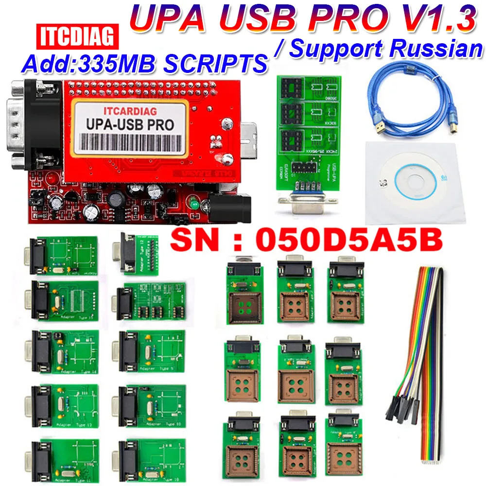 V1.3 UPA USB Programmer SN:050D5A5B Supported Windows 10 64Bit USB Full Adapters with NEC Functions ECU Chip Tunning