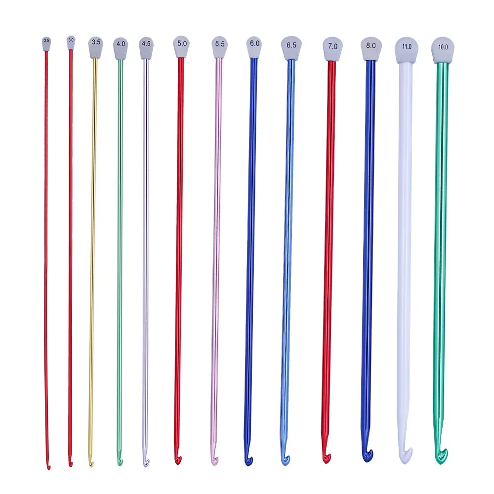 1PC 2.5/3/4/5/6/7/8/9/1011MM Multicolour Crochet Hook Tunisian Afghan Crochet Hooks Multicolor Aluminum Knitting Needles Hook