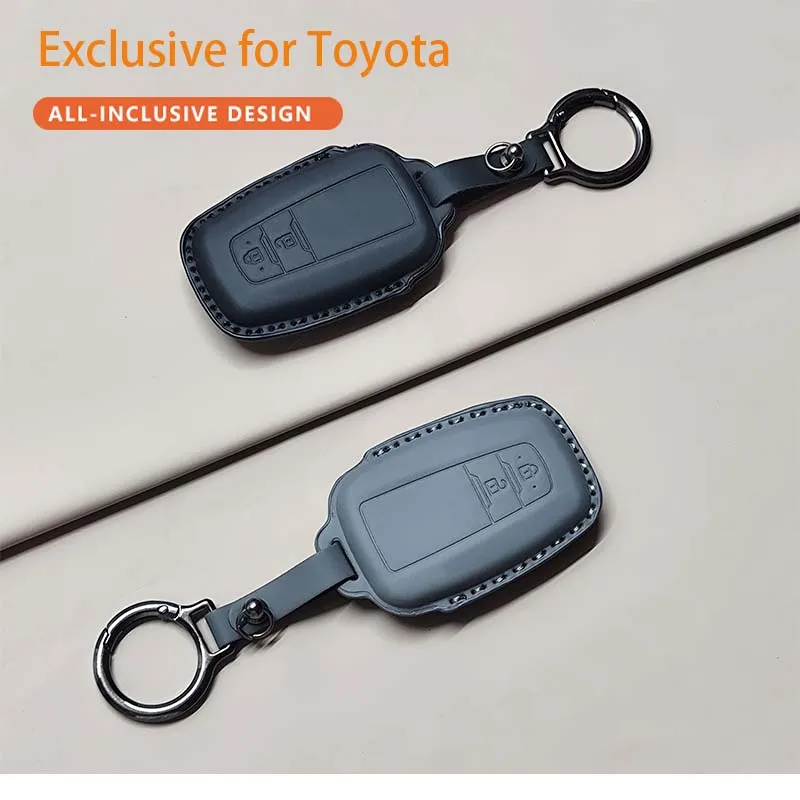Funda para llave remota de coche, funda de cuero PU para Toyota Corolla CHR Hilux Fortuner Land Cruiser 200 Camry Crown RAV4 Highland Yaris