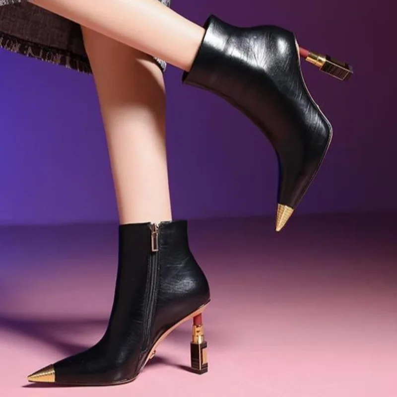 المألوف سستة مصمم المرأة الشتاء بولي PU مقاوم للماء التسوق حفلة حذاء من الجلد 2025 ريترو بلون في الهواء الطلق تشيلسي الأحذية