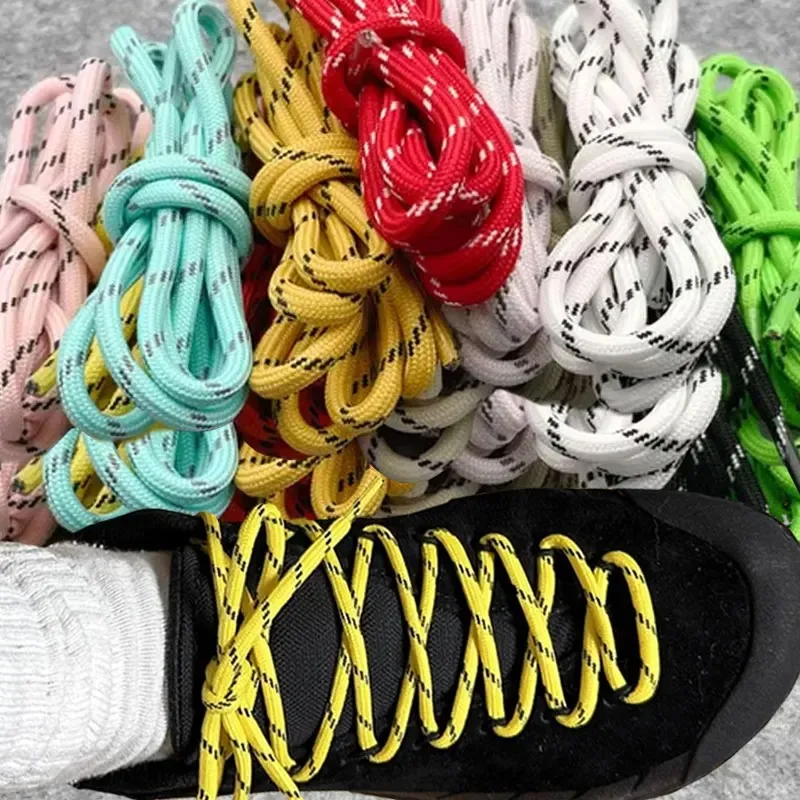 1/2 pares de cadarços esportivos ao ar livre flor ponto especial cadarços de sapato poliéster tipo redondo cadarço botas de algodão acessórios de sapato