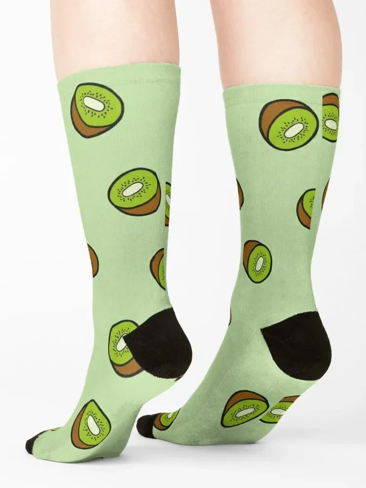 Kiwi Fruit Pattern on Light Green Socks Sports gift Men's kids Socks For Man Women's