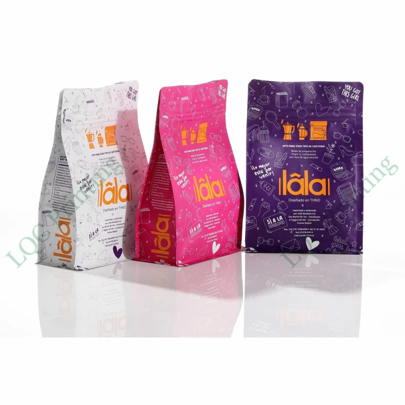 20 00piece.Custom.Custom printed resealable flat bottom side gusset stand up coffee zipper pouch packaging bags with v