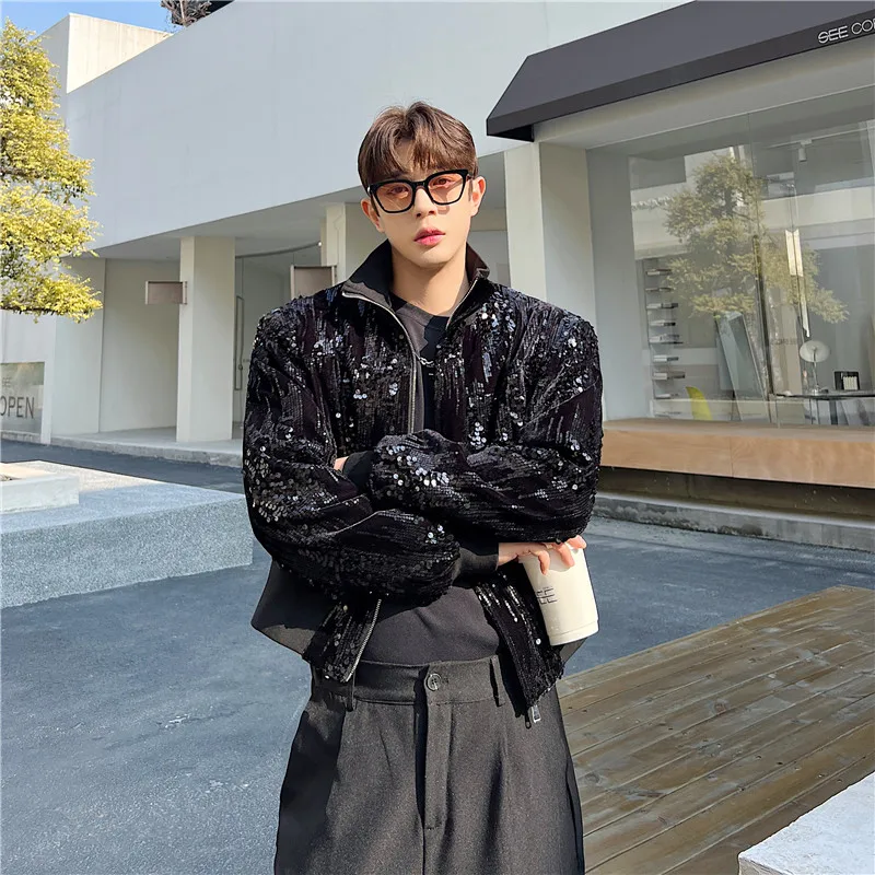 

Bla Sequin ort Jaet Men's Casual Design Spring Faion Korean Sle Slim Fit Anti-Wrinkle Thiened Polyester Outerwear